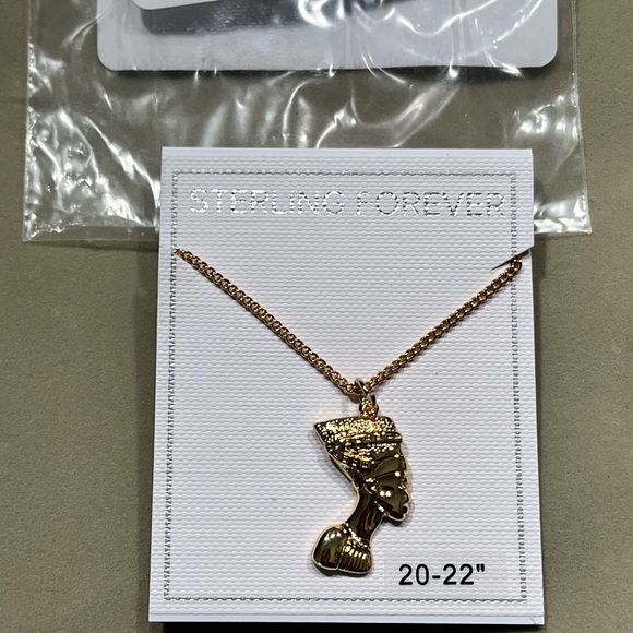 🔵STERLING FOREVER NWT EGYPTIAN PHARAOH PENDANT 14K GOLD-PLATED BRASS NECKLACE - Picture 3 of 8